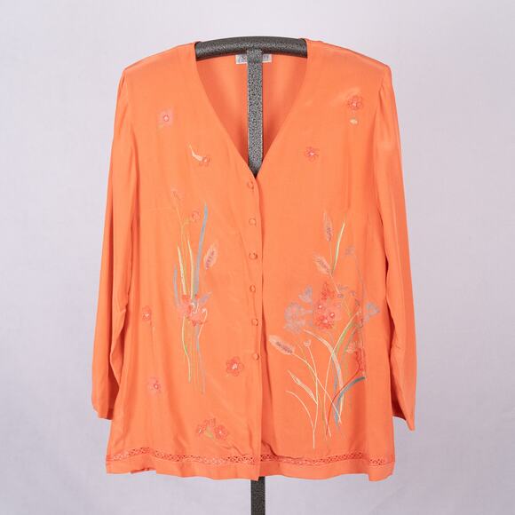 Diane Von Furstenberg Women's Size MEDIUM 100% Silk Beaded Embroidered Blouse - Picture 1 of 9